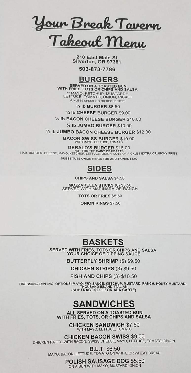 Menu page 1