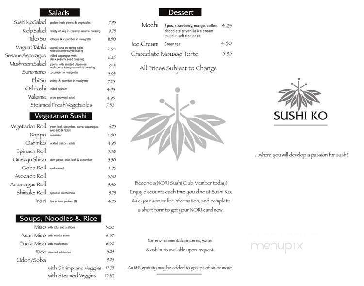 Menu page 1