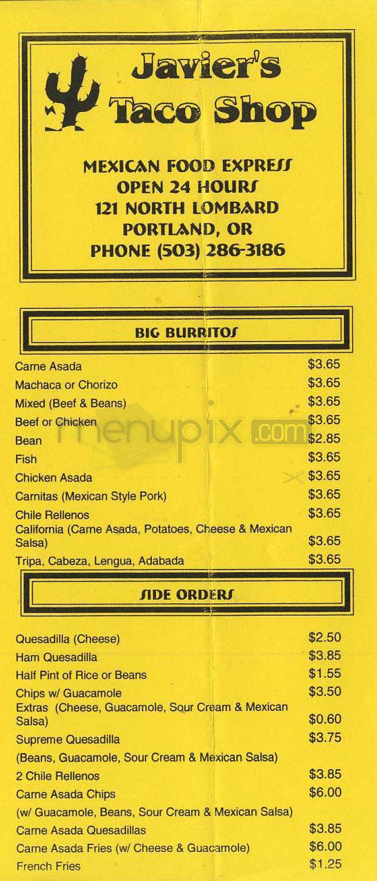 Menu page 1