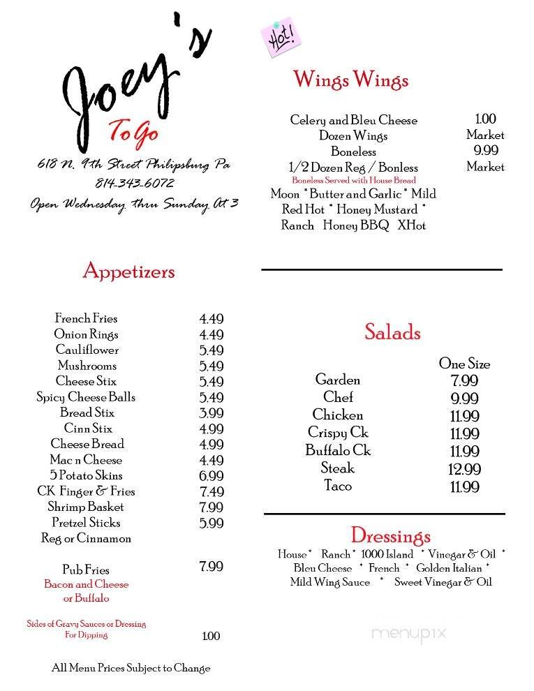 Menu page 1