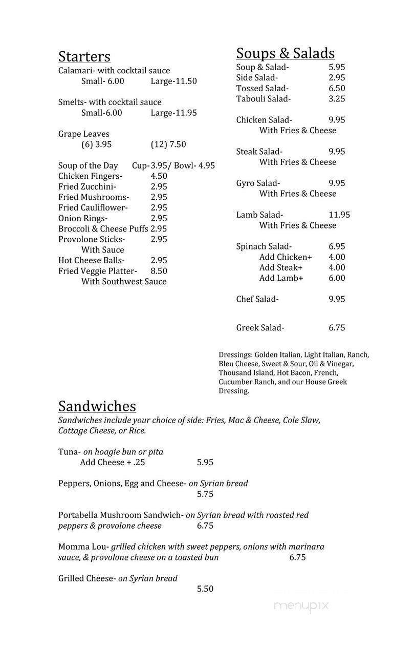 Menu page 1