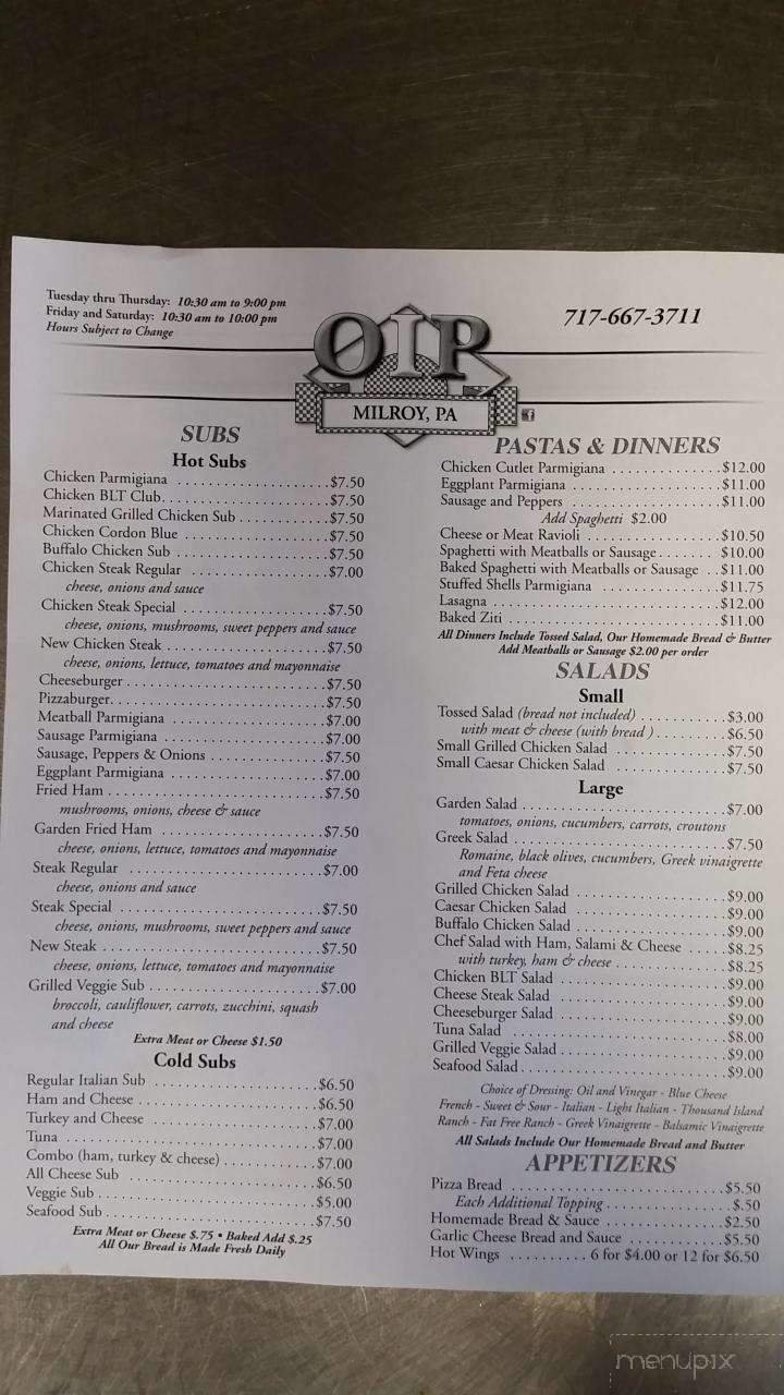 Menu page 1