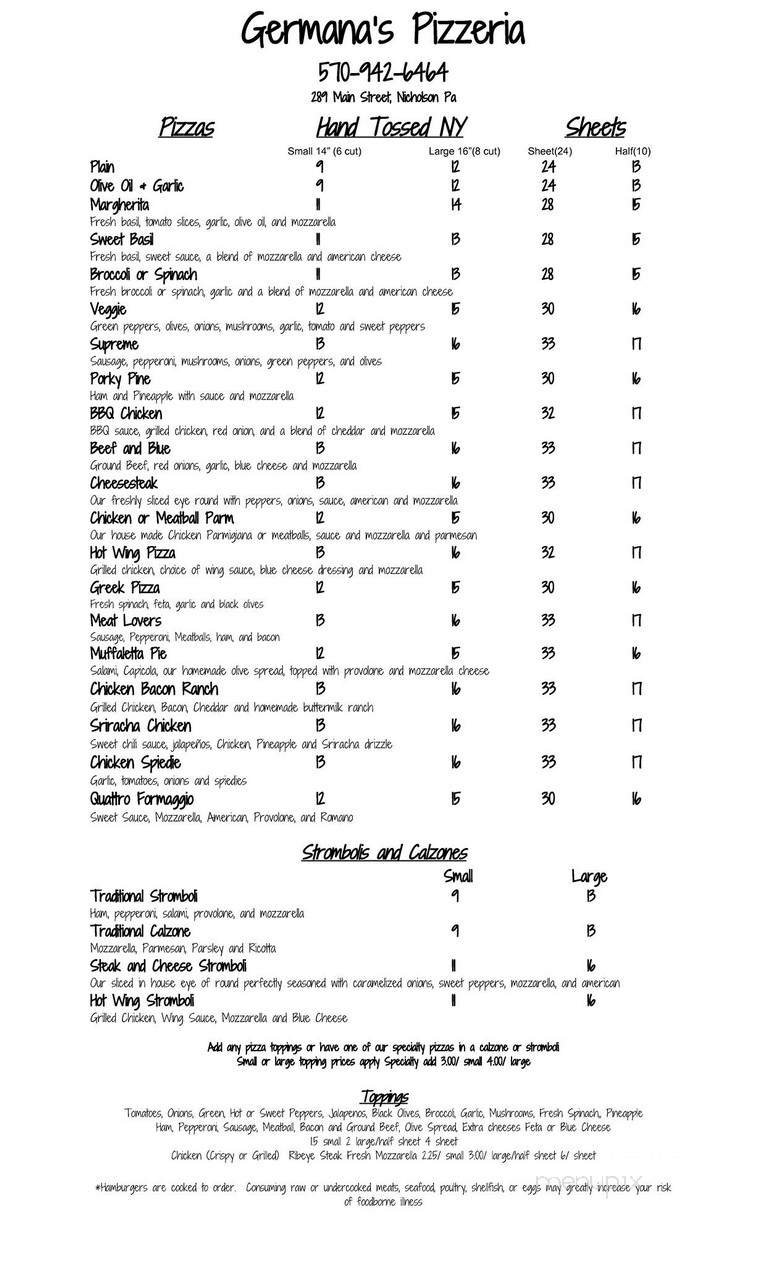 Menu page 1