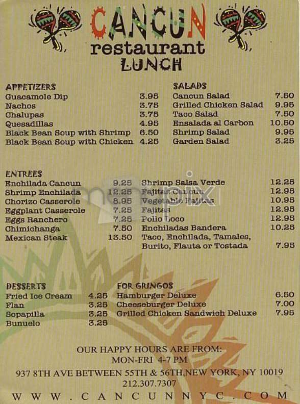 Menu page 1