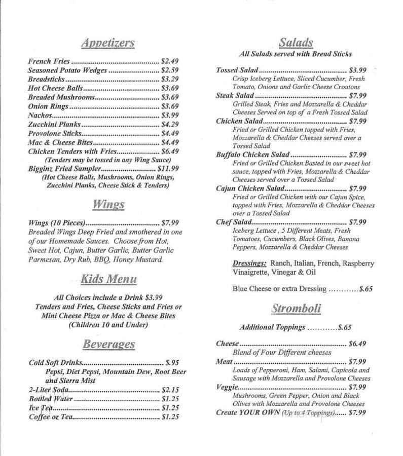 Menu page 1