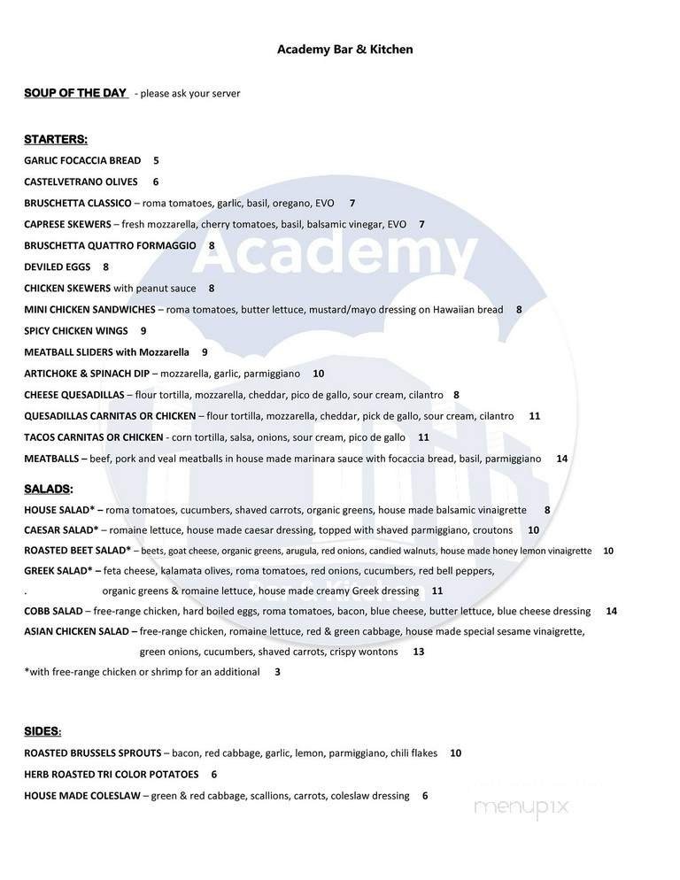 Menu page 1