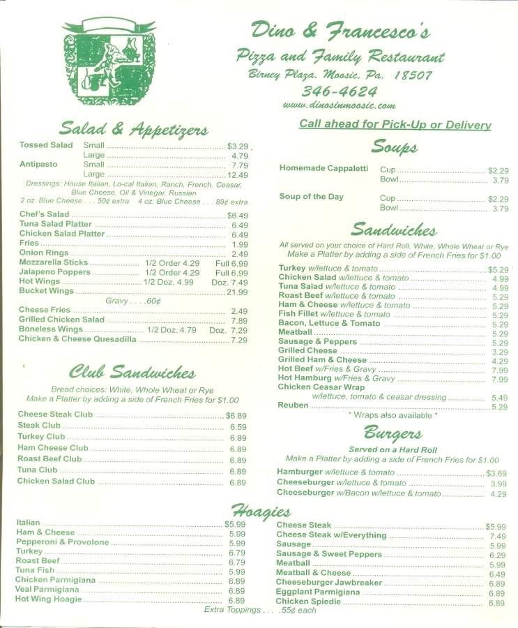 Menu page 1