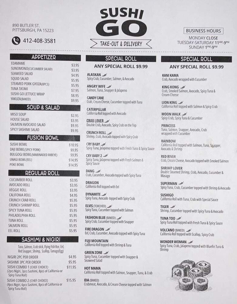 Menu page 1