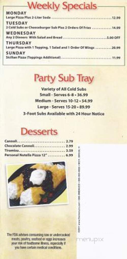Menu page 1