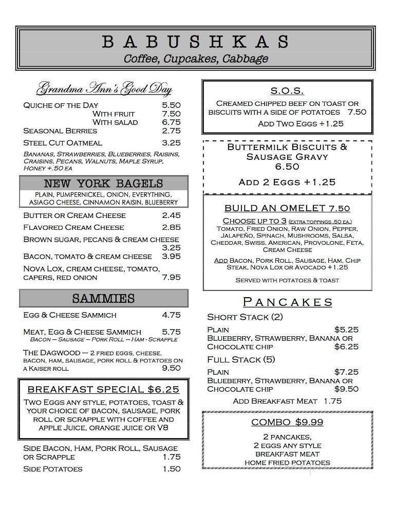 Menu page 1