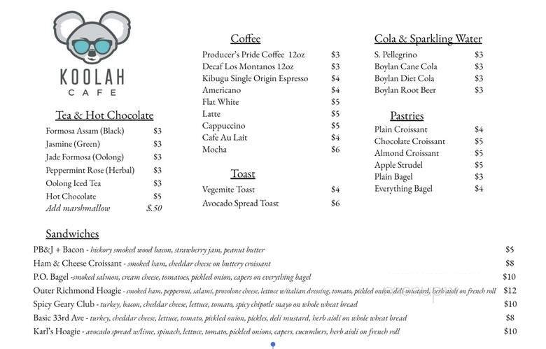 Menu page 1