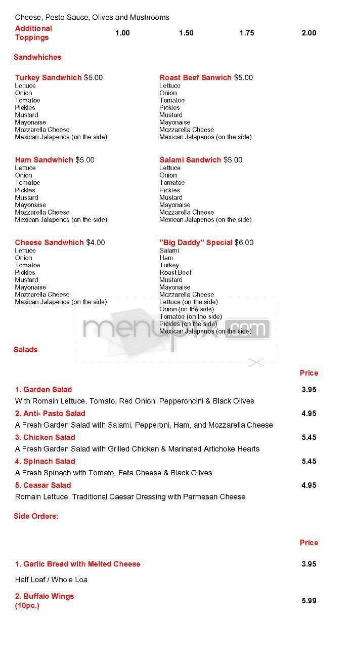 Menu page 2