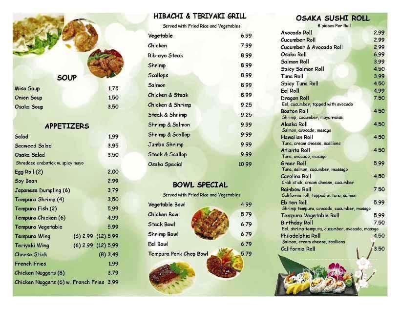 Menu page 1