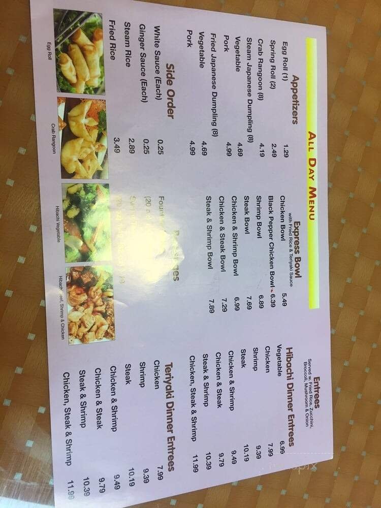 Menu page 1