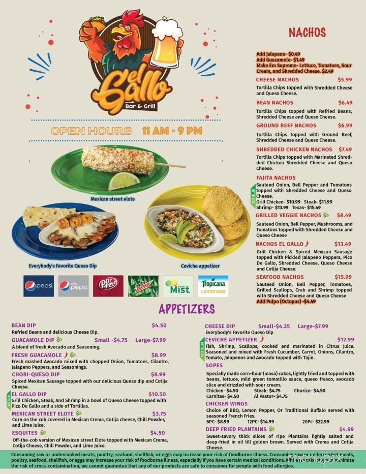 Menu page 1