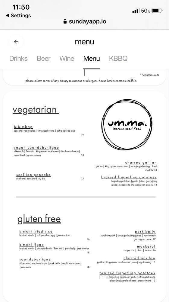 Menu page 1