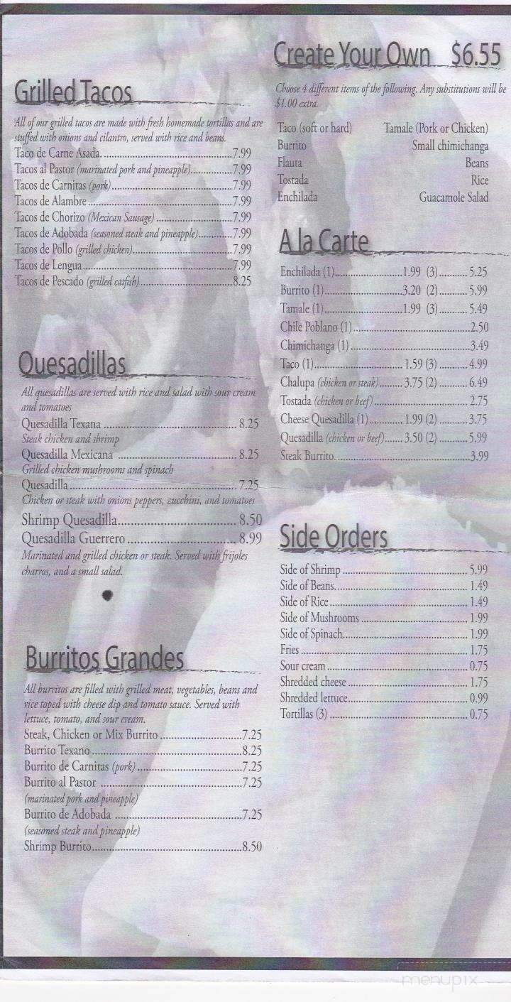 Menu page 1
