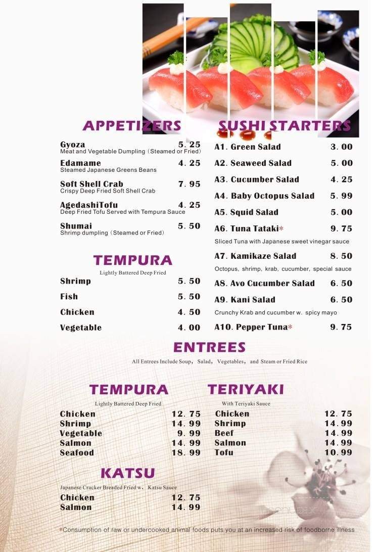 Menu page 1
