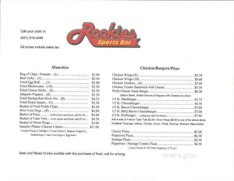 Menu page 1