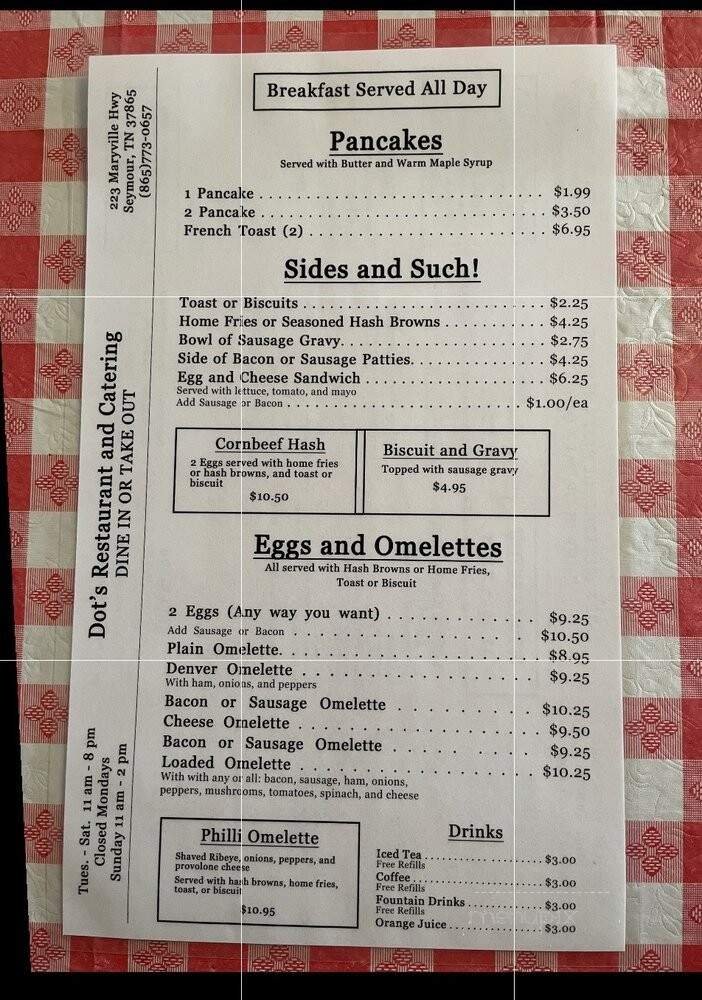 Menu page 1