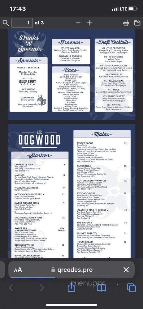 Menu page 1