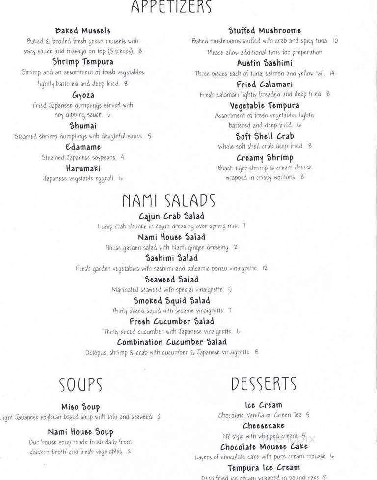 Menu page 1