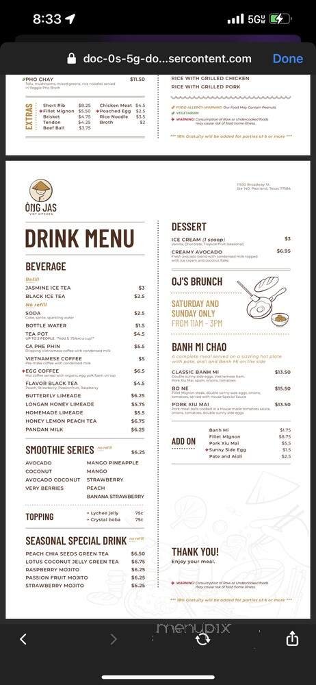 Menu page 1