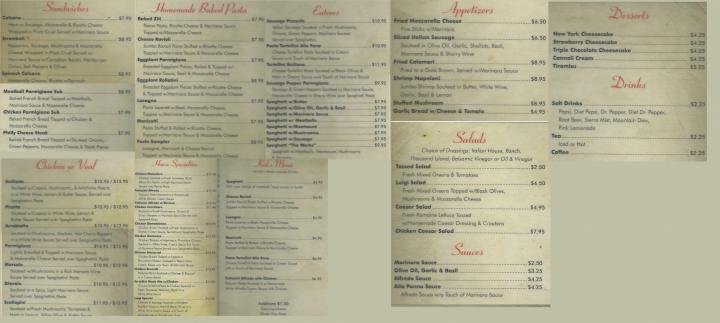 Menu page 1