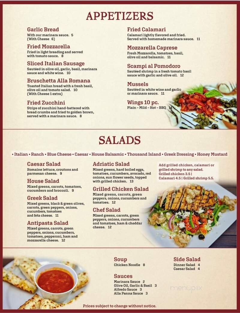 Menu page 1
