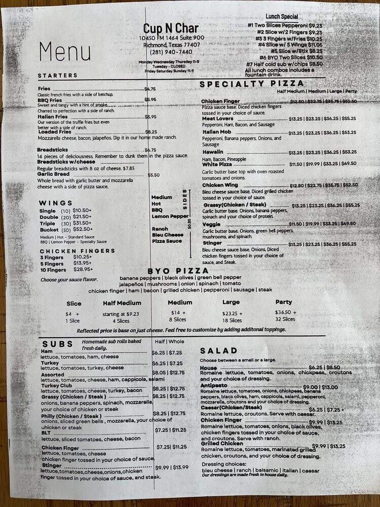 Menu page 1