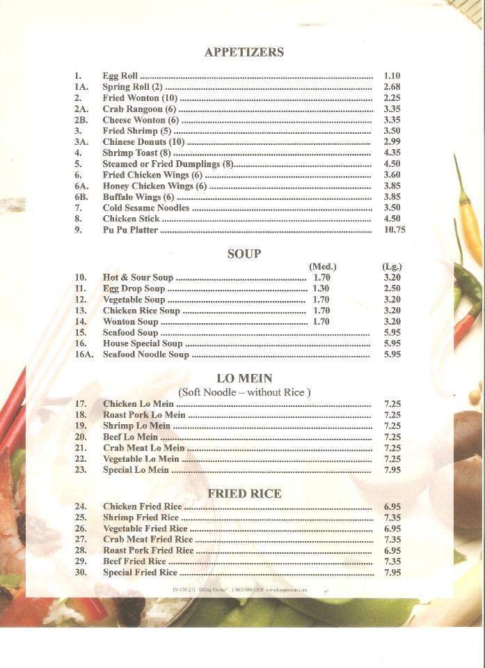 Menu page 1