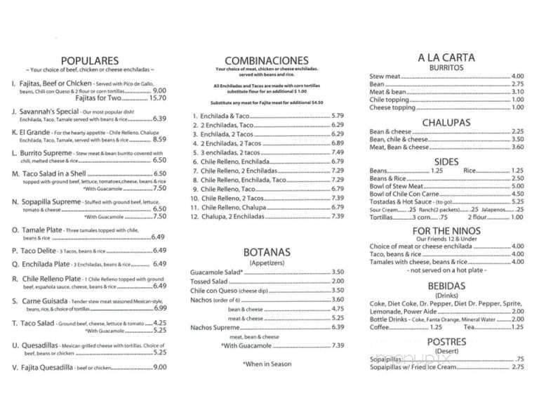 Menu page 1