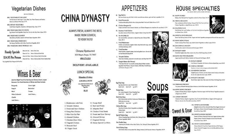 Menu page 1