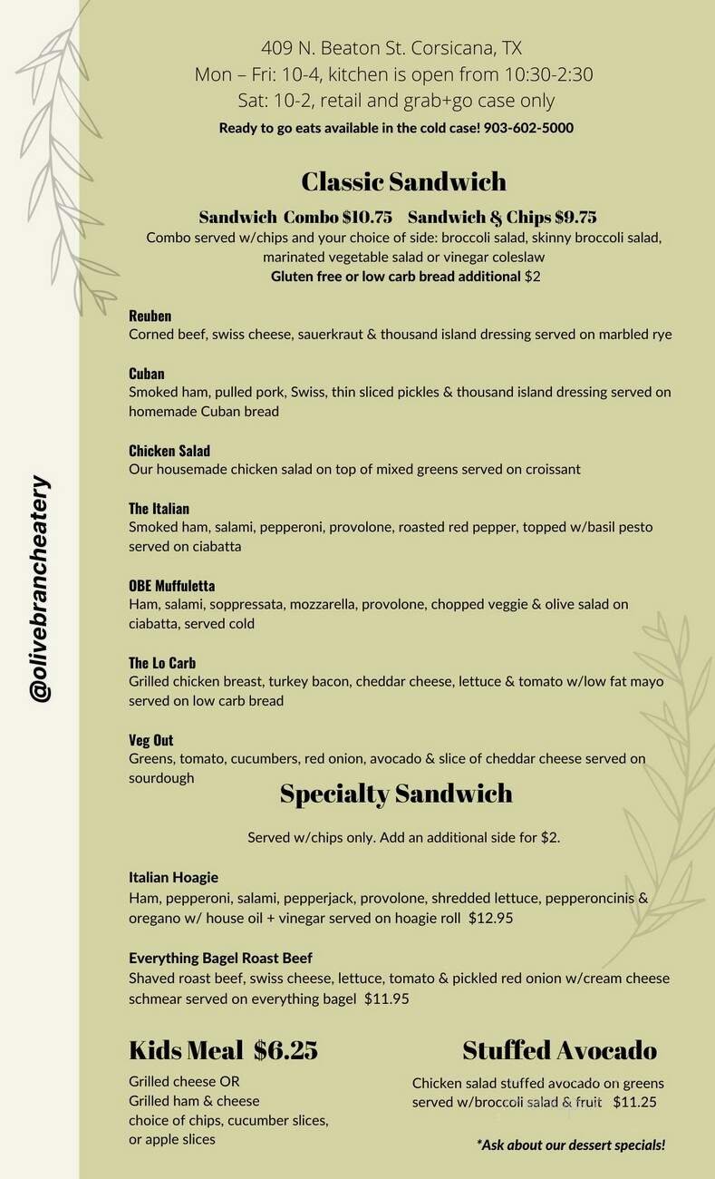 Menu page 1