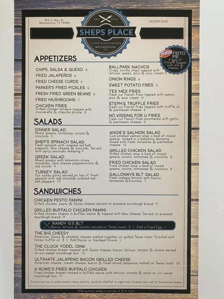 Menu page 1