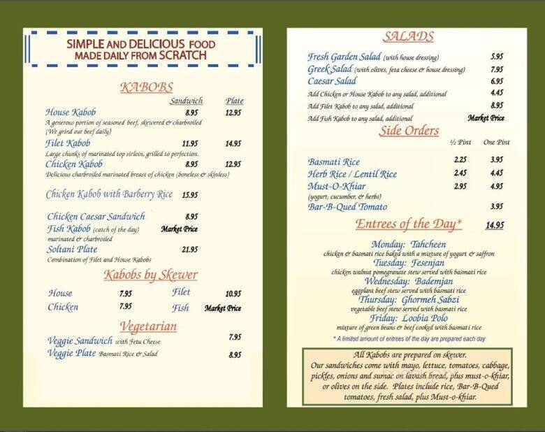 Menu page 1