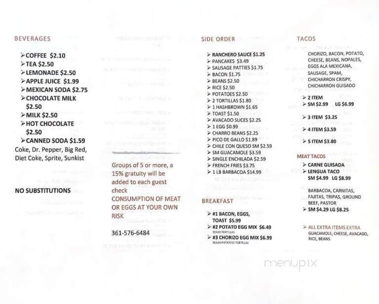 Menu page 1
