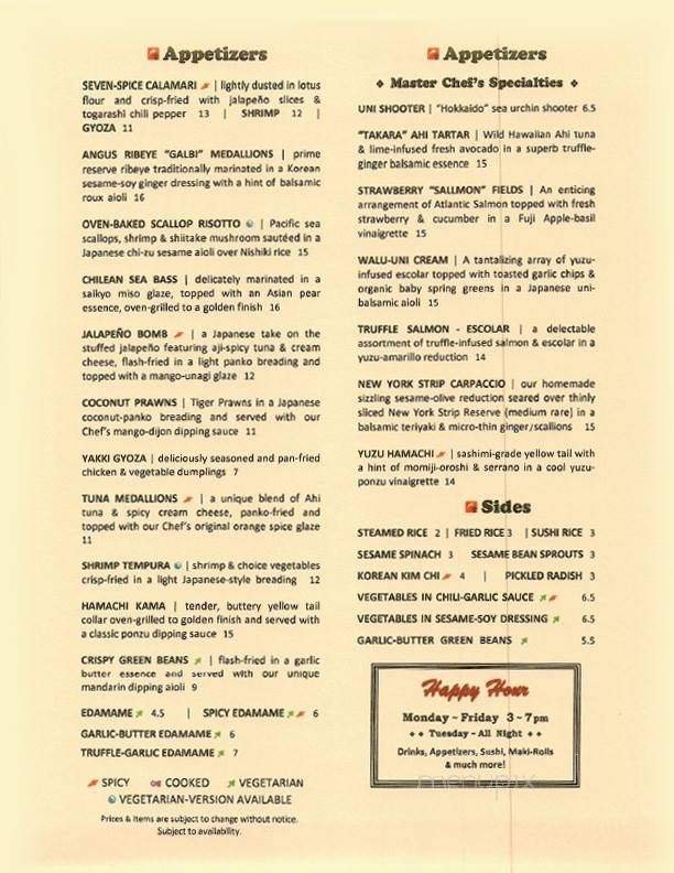 Menu page 1