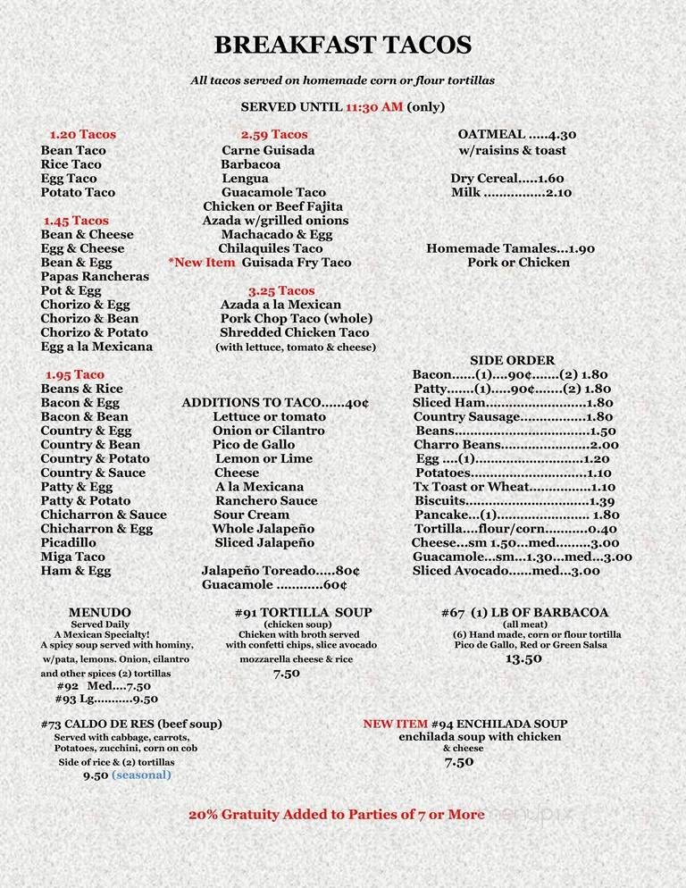 Menu page 1