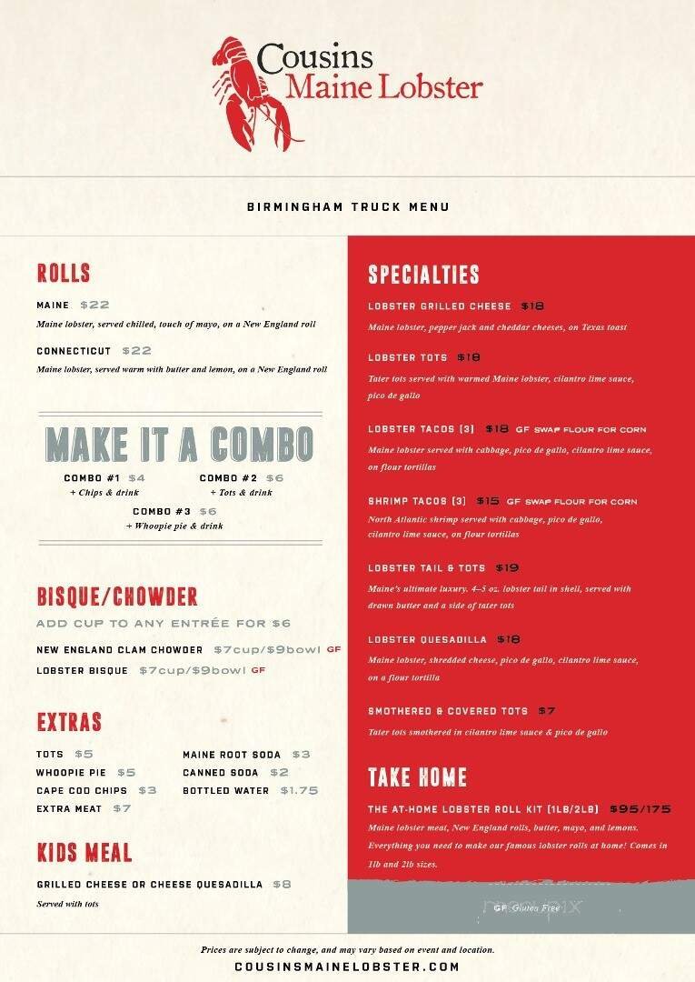 Menu page 1
