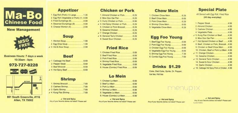 Menu page 1