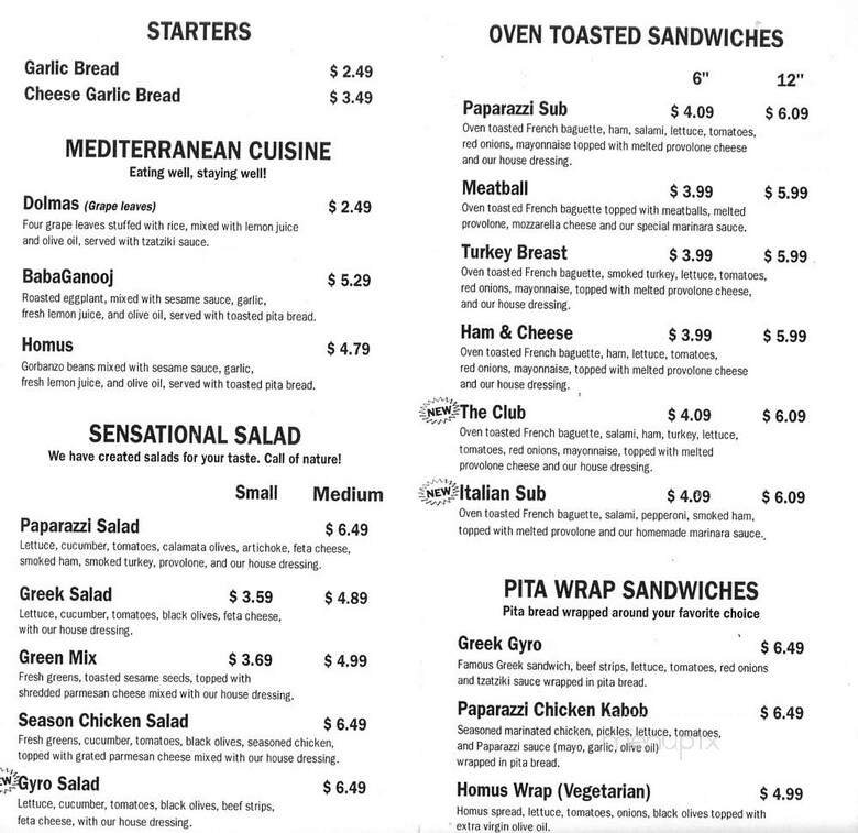 Menu page 1