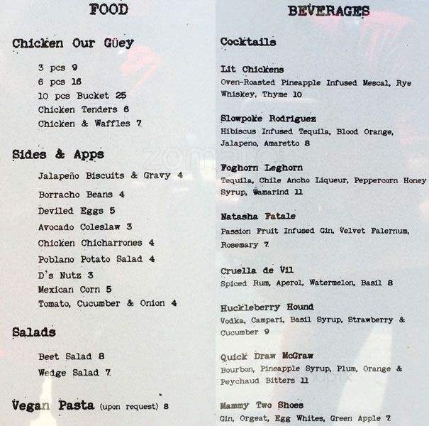 Menu page 1