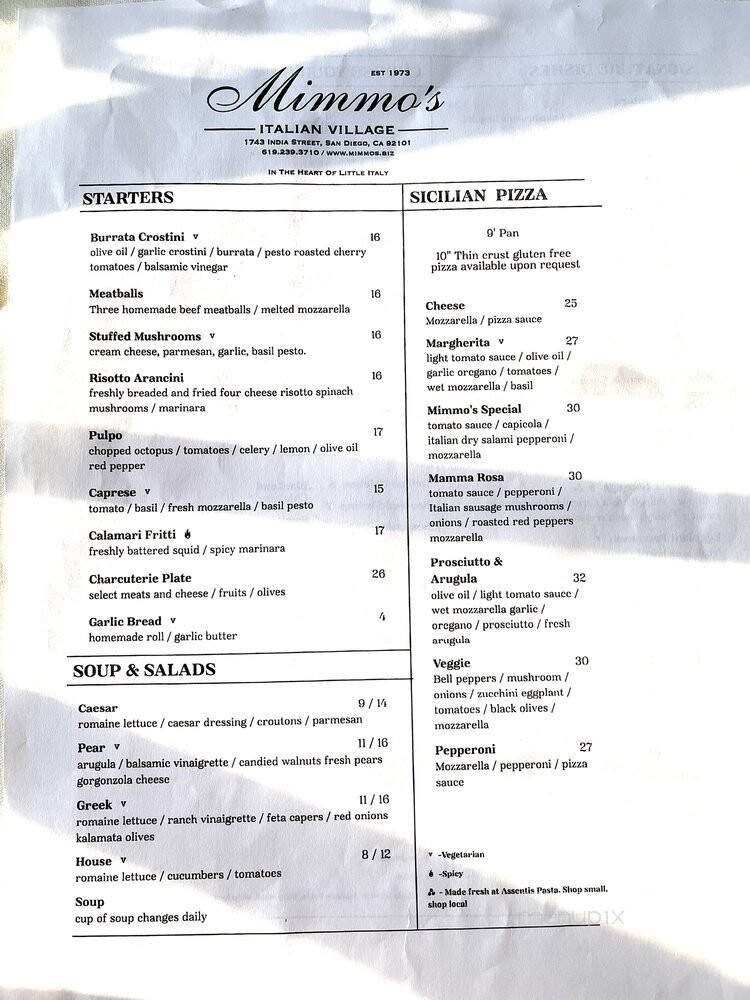 Menu page 1