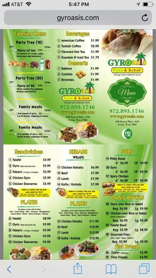 Menu page 1
