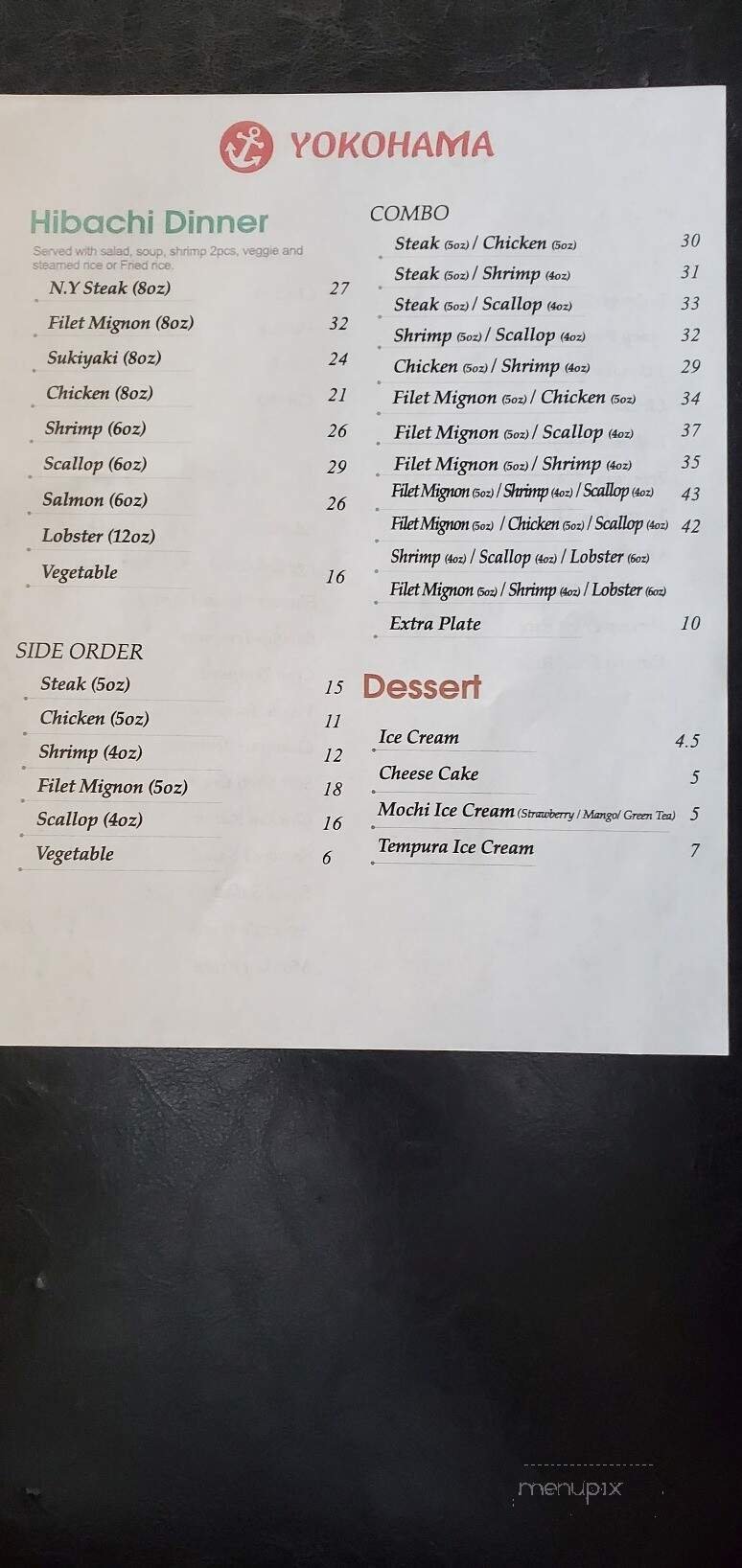 Menu page 1