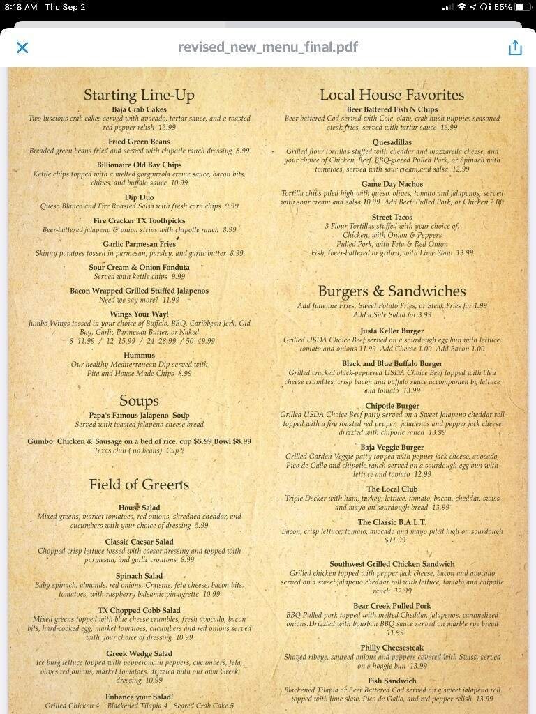 Menu page 1