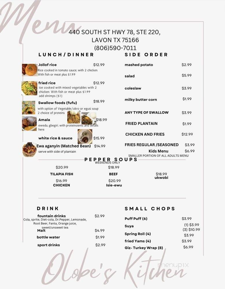 Menu page 1