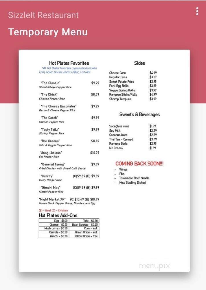 Menu page 1