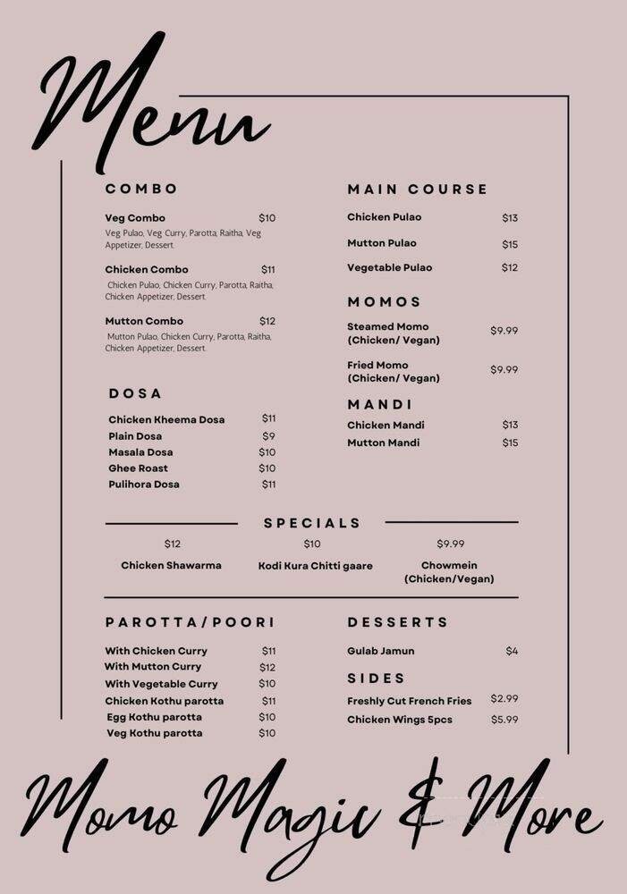 Menu page 1